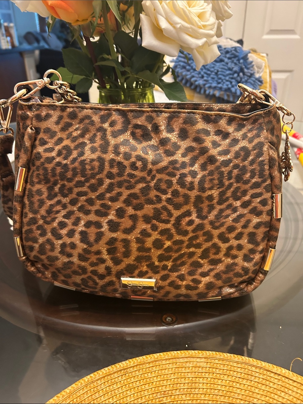 Leopard-Print Women’s Shoulder Bag with Gold Accents Jessica Simpson NWOT